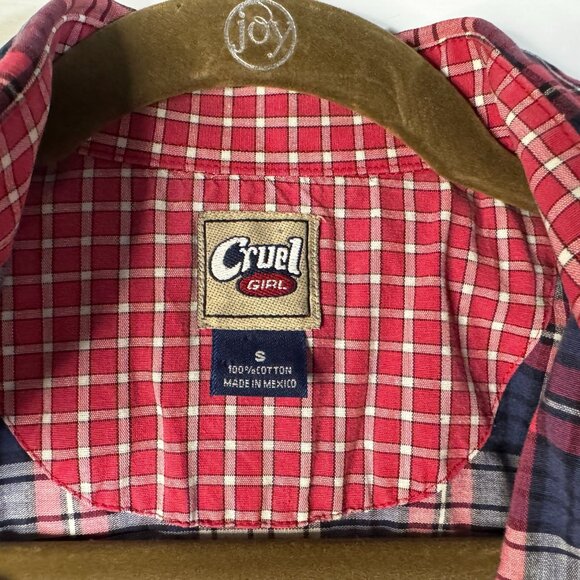 Cruel Girl Womens Plaid Button-Up Shirt Size S Red Blue White Casual Western - Picture 7 of 9
